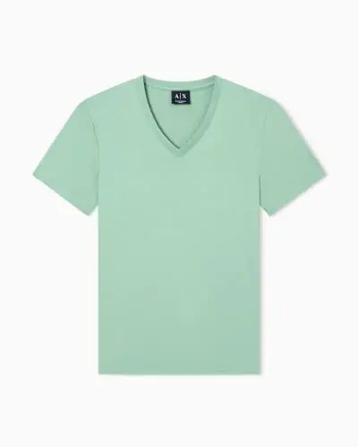 Armani Exchange Erkek Pima Pamuklu Jarse Kısa Kollu V Yaka Tişört - A | X ARMANI EXCHANGE (1)