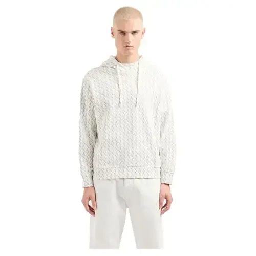 Armani Exchange mens All Over Print Cotton Hooded Sweatshirt - 1