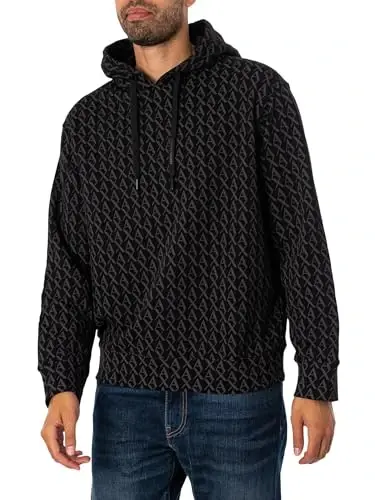 Armani Exchange Men's All Over Print Cotton Hooded Sweatshirt - ARMANI (1)