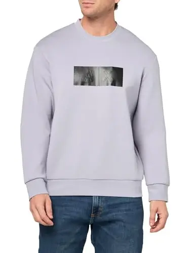Armani Exchange mens Monochromatic Rectangle Logo Sweatshirt - 1