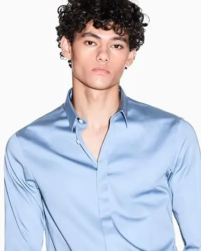 Armani Exchange Erkek Uzun Kollu Düz Dar Kesim Düğmeli Gömlek - 2