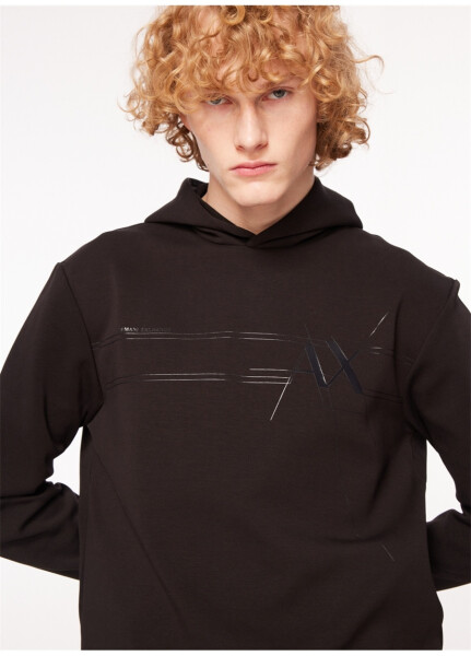 Armani Exchange Hooded Black Men's Sweatshirt 6RZMKB 1200 BLACK - 8