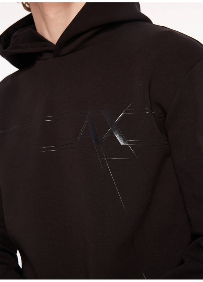 Armani Exchange Hooded Black Men's Sweatshirt 6RZMKB 1200 BLACK - 11