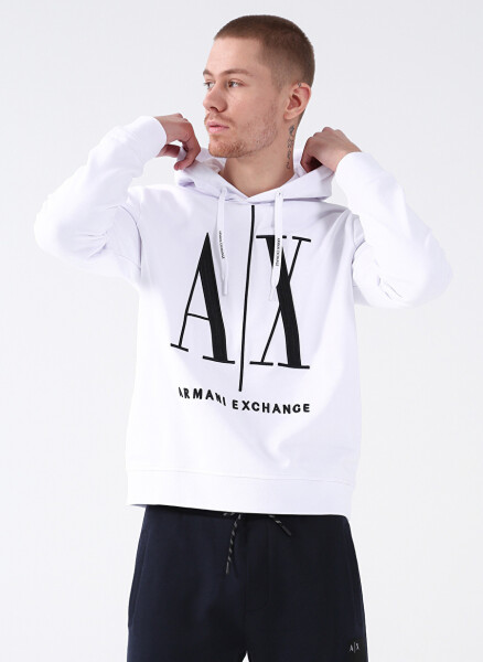 Armani Exchange Hooded White Men's Sweatshirt 8NZMPC 1100-WHITE - 1