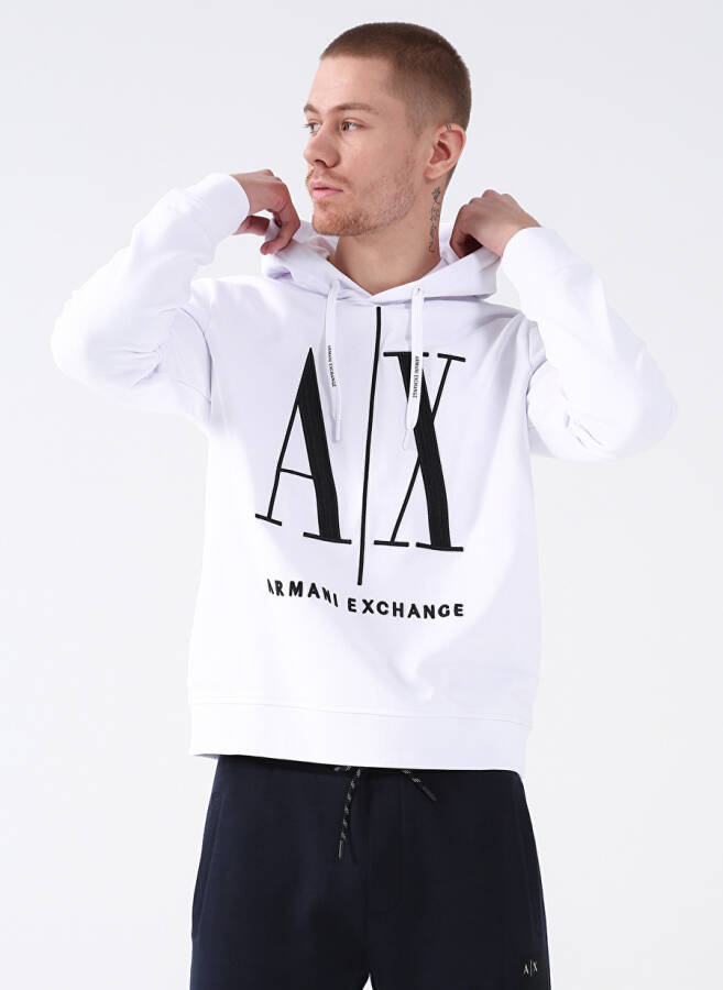 Armani Exchange Hooded White Men's Sweatshirt 8NZMPC 1100-WHITE - 1