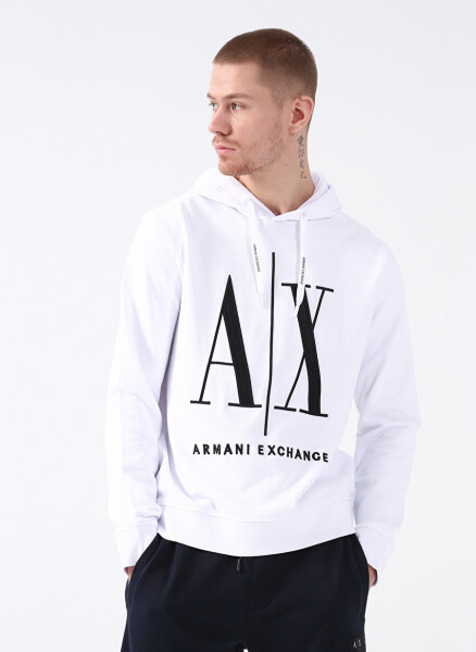 Armani Exchange Hooded White Men's Sweatshirt 8NZMPC 1100-WHITE - 3