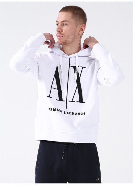 Armani Exchange Hooded White Men's Sweatshirt 8NZMPC 1100-WHITE - 6