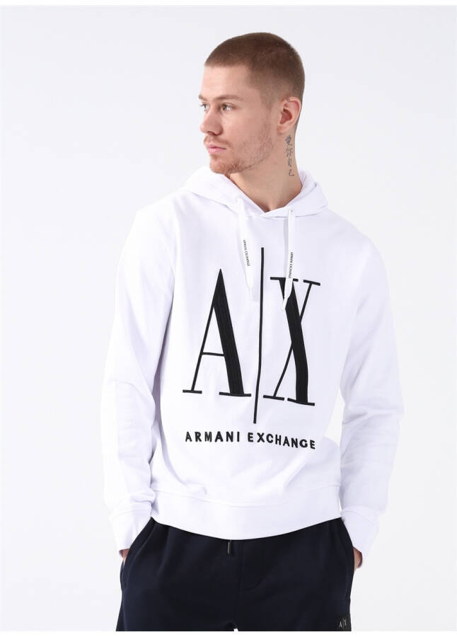 Armani Exchange Hooded White Men's Sweatshirt 8NZMPC 1100-WHITE - 8