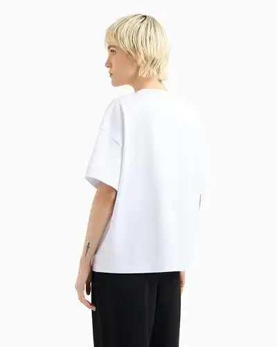 Armani Exchange Womens Regular Fit Monochromatic Signature Logo Tee - 5