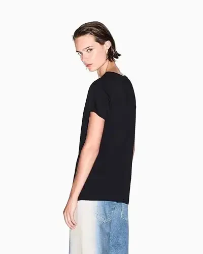 Armani Exchange Womens Regular Fit Monochromatic Signature Logo Tee - 6