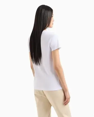 Armani Exchange Womens Regular Fit Monochromatic Signature Logo Tee - 4