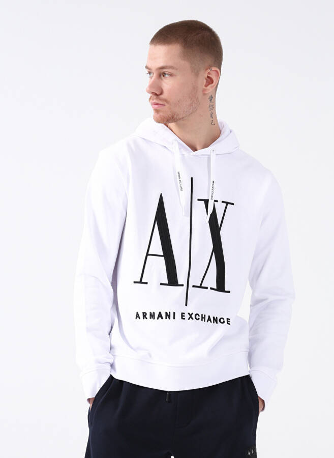 Armani Exchange Kapüşonlu Yaka Beyaz Erkek Sweatshırt 8NZMPC 1100-WHITE - 3