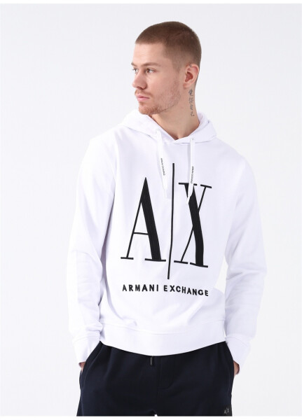 Armani Exchange Kapüşonlu Yaka Beyaz Erkek Sweatshırt 8NZMPC 1100-WHITE - 8