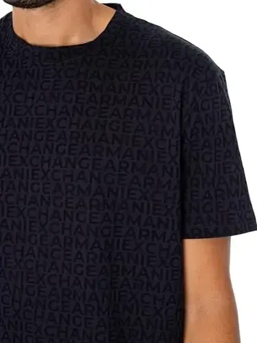 Armani Exchange Mens All Over Logo Print Regular Fit Tee - 4