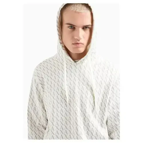 Armani Exchange mens All Over Print Cotton Hooded Sweatshirt - 5