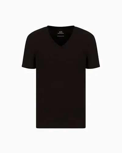 Armani Exchange Men's Basic Pima V Neck Tee, Black, XX-Large - 1