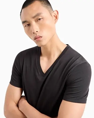 Armani Exchange Men's Basic Pima V Neck Tee, Black, XX-Large - 2