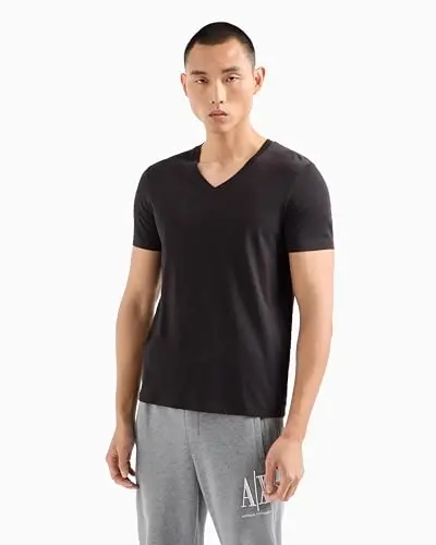 Armani Exchange Men's Basic Pima V Neck Tee, Black, XX-Large - 5