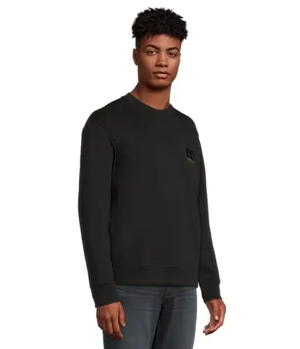 Armani Exchange mens Bonded Stretch Gold Logo Center Chest Crewneck Sweatshirt - 2