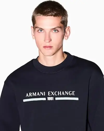 Armani Exchange mens Center Chest Logo Crewneck - 2