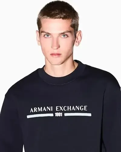 Armani Exchange mens Center Chest Logo Crewneck - 2