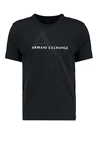 Armani Exchange Men's Crew Neck Logo Tee T Shirt, Black, Small - ARMANI