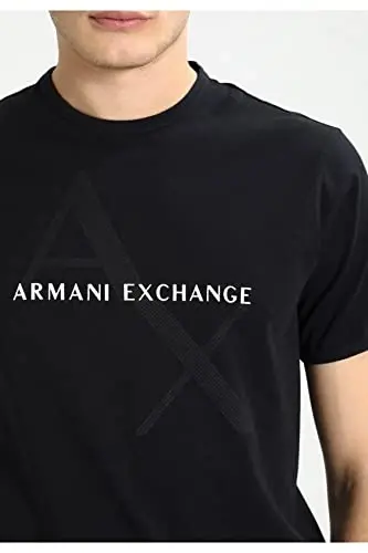 Armani Exchange Men's Crew Neck Logo Tee T Shirt, Black, Small - 5