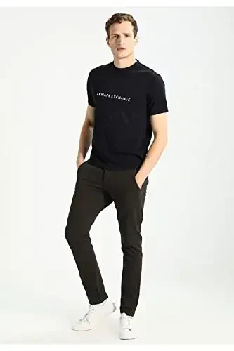 Armani Exchange Men's Crew Neck Logo Tee T Shirt, Black, Small - 3