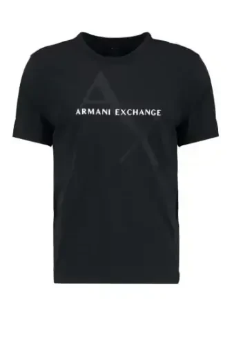 Armani Exchange Men's Crew Neck Logo Tee T Shirt, Black, Small - 6