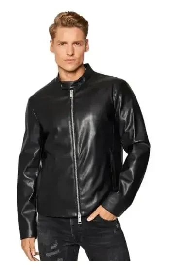 Armani Exchange mens Fitted Full Zip Eco Leather Jacket - 5
