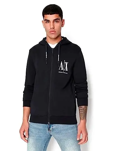 Armani Exchange Men's Icon Project Embroidered Zip Up Hooded Sweatshirt 