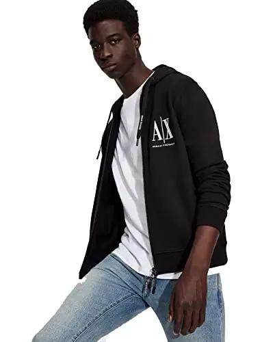Armani Exchange Men's Icon Project Embroidered Zip Up Hooded Sweatshirt 