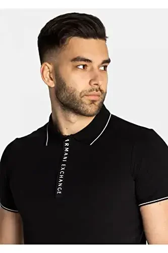 Armani Exchange Mens Logo Zip Jersey Polo - 5