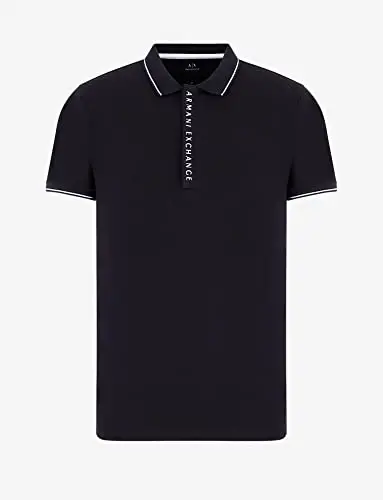 Armani Exchange Mens Logo Zip Jersey Polo - 6