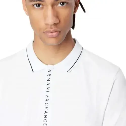 Armani Exchange Mens Logo Zip Jersey Polo - 6