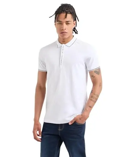 Armani Exchange Mens Logo Zip Jersey Polo 
