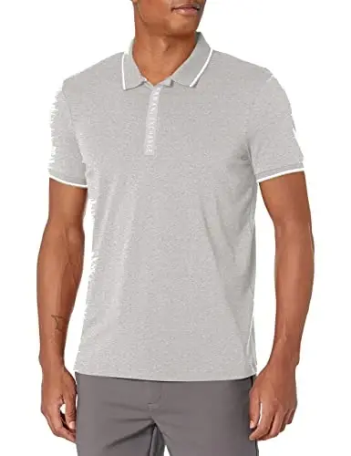 Armani Exchange Mens Logo Zip Jersey Polo - 1