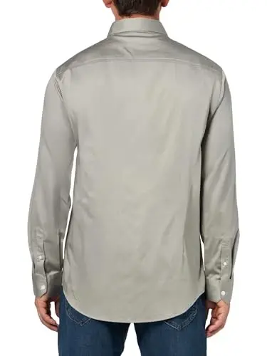 Armani Exchange Mens Long Sleeve Solid Slim Button Down Shirt - 2