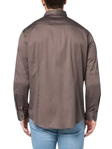 Armani Exchange Mens Long Sleeve Solid Slim Button Down Shirt - 2