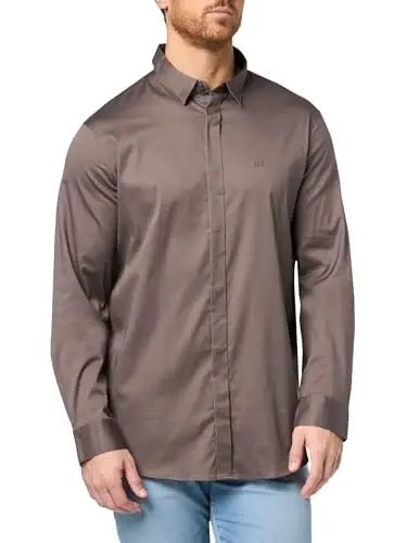 Armani Exchange Men's Long Sleeve Solid Slim Button Down Shirt 