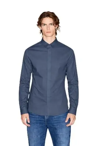 Armani Exchange Men's Long Sleeve Solid Slim Button Down Shirt - 1