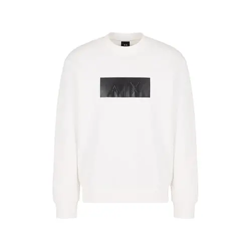 Armani Exchange mens Monochromatic Rectangle Logo Sweatshirt 