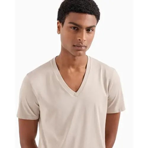 Armani Exchange Mens Short Sleeve Pima Cotton Jersey V-Neck T-Shirt - 5