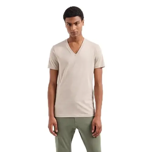 Armani Exchange Mens Short Sleeve Pima Cotton Jersey V-Neck T-Shirt - 1