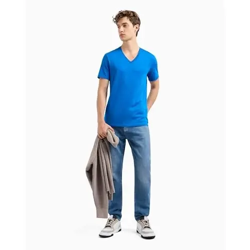 Armani Exchange Mens Short Sleeve Pima Cotton Jersey V-Neck T-Shirt - 2
