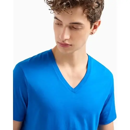 Armani Exchange Mens Short Sleeve Pima Cotton Jersey V-Neck T-Shirt - 5