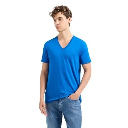 Armani Exchange Mens Short Sleeve Pima Cotton Jersey V-Neck T-Shirt 