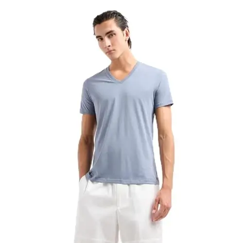 Armani Exchange Mens Short Sleeve Pima Cotton Jersey V-Neck T-Shirt 