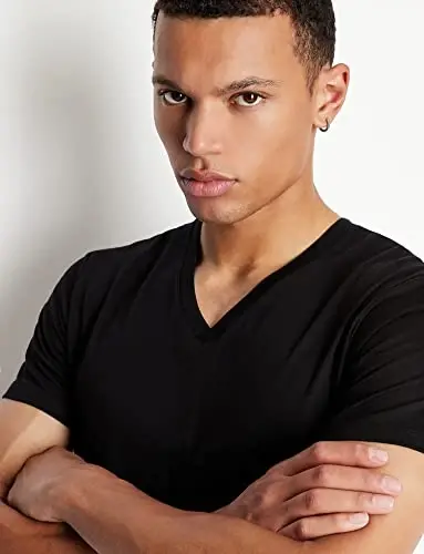 Armani Exchange Mens Short Sleeve Pima Cotton Jersey V-Neck T-Shirt - 3