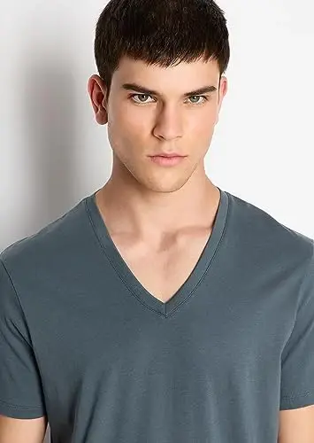 Armani Exchange Mens Short Sleeve Pima Cotton Jersey V-Neck T-Shirt - 5